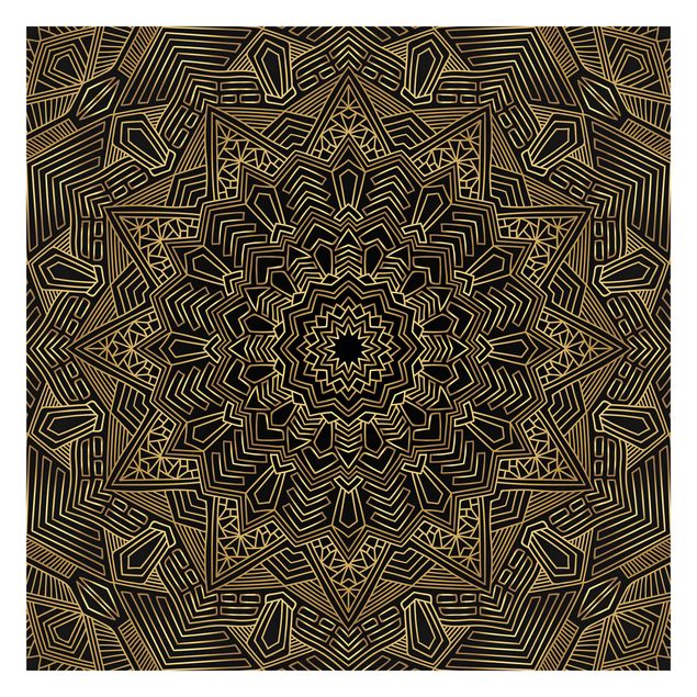 Wanddeko Esszimmer Mandala Stern Muster gold schwarz