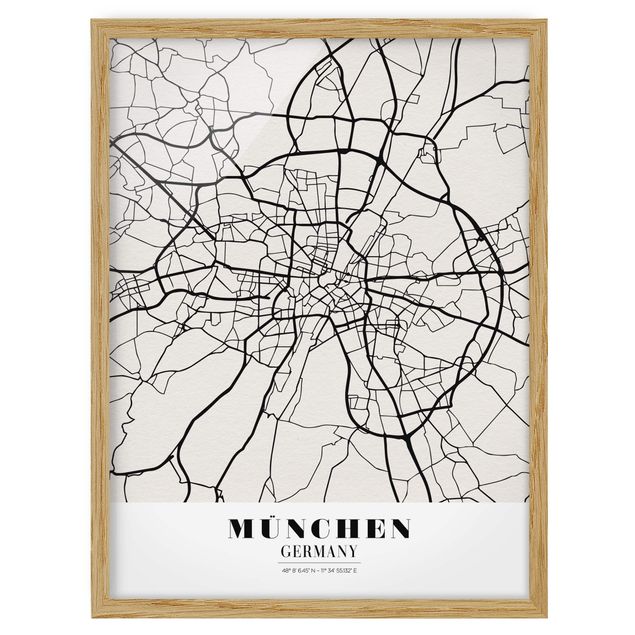 Wanddeko Esszimmer Stadtplan München - Klassik
