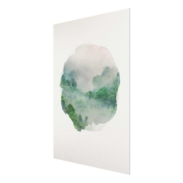 Wanddeko Büro Wasserfarben - Dschungel im Nebel