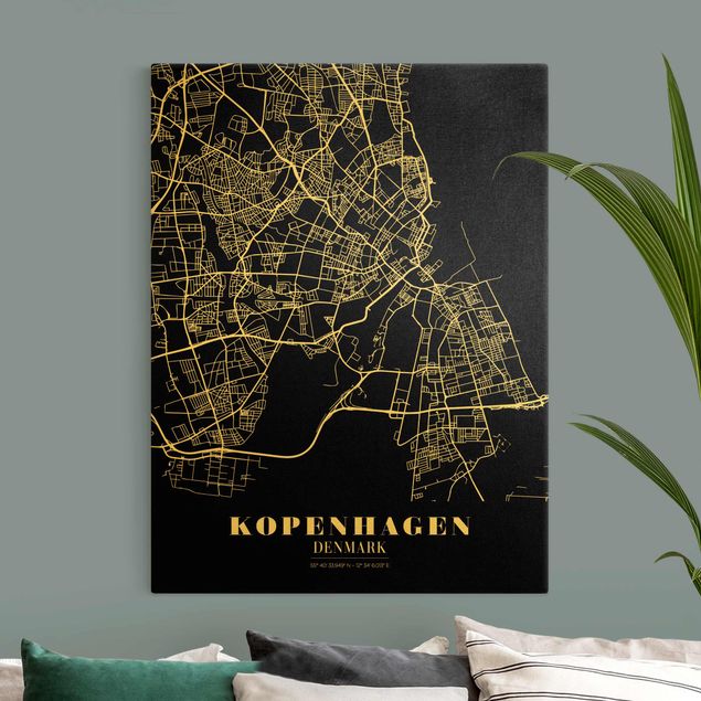 Wanddeko Esszimmer Stadtplan Kopenhagen - Klassik Schwarz
