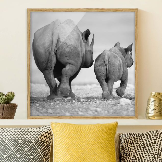 Wanddeko Wohnzimmer Wandering Rhinos II