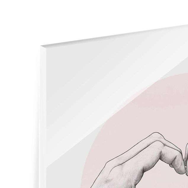 Wanddeko rosa Illustration Herz Hände Kreis Rosa Weiß