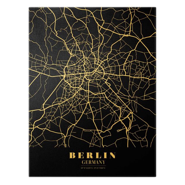 Wanddeko Büro Stadtplan Berlin - Klassik Schwarz