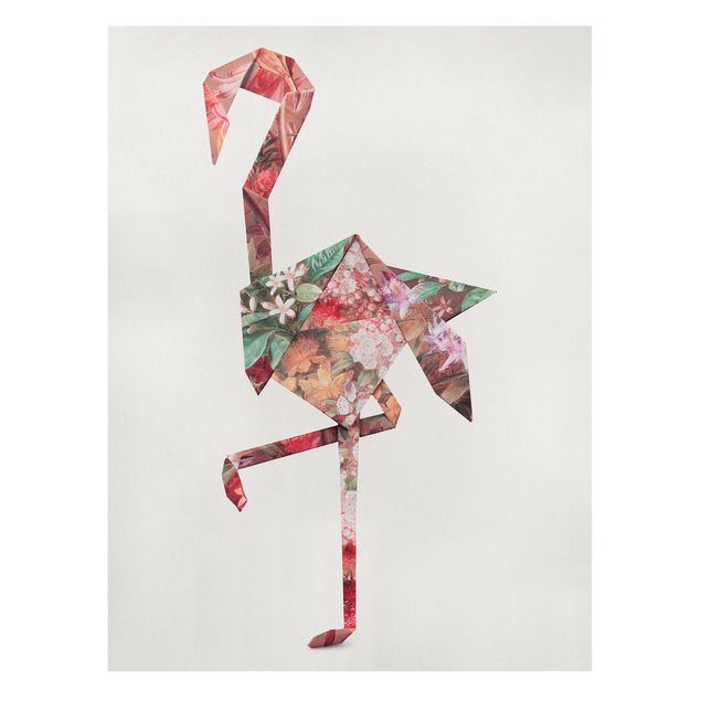Wanddeko Flur Origami Flamingo