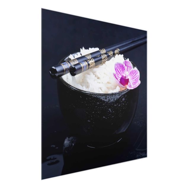 Wanddeko Esszimmer Reisschale mit Orchidee