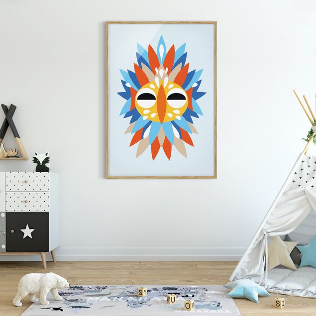 Wanddeko Büro Collage Ethno Maske - Papagei