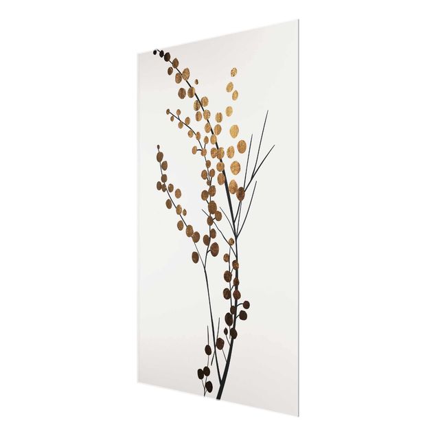 Wanddeko Esszimmer Grafische Pflanzenwelt - Beeren Gold