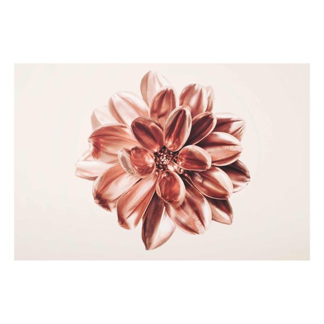 Wanddeko Esszimmer Dahlie Rosegold Metallic Rosa