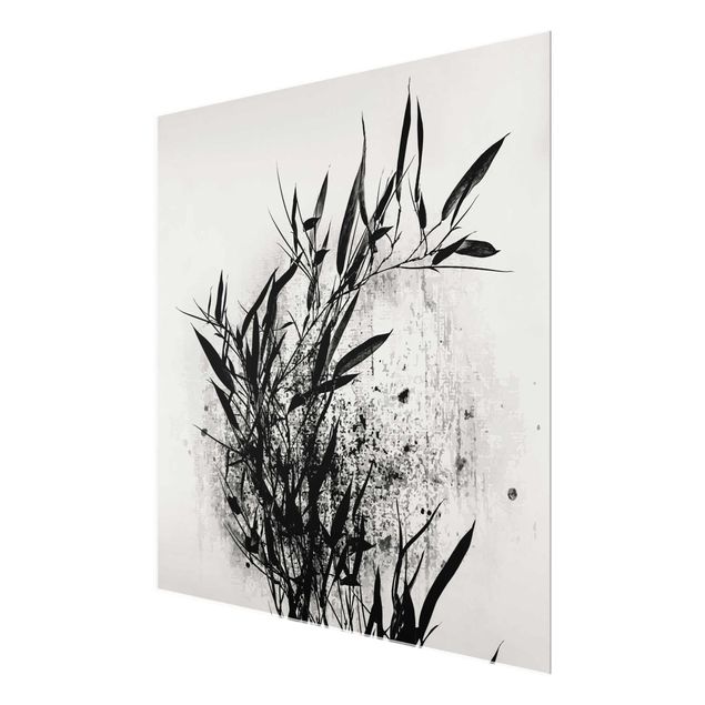 Wanddeko Büro Grafische Pflanzenwelt - Schwarzer Bambus