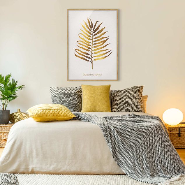 Wanddeko Schlafzimmer Gold - Palmenblatt II