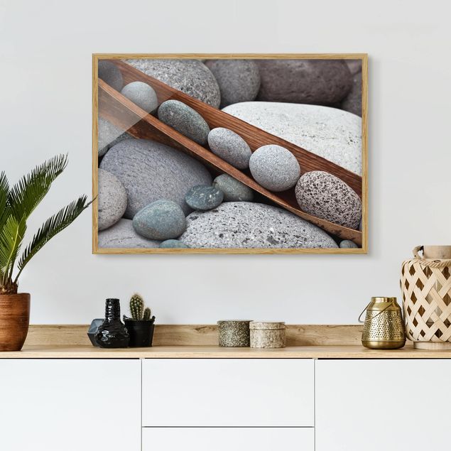 Wanddeko Wohnzimmer Stillleben mit grauen Steinen
