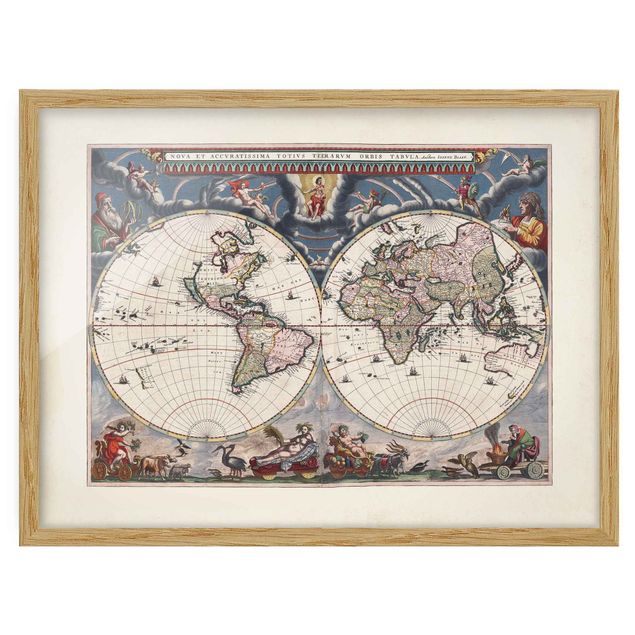 Wanddeko Flur Historische Weltkarte Nova et Accuratissima von 1664