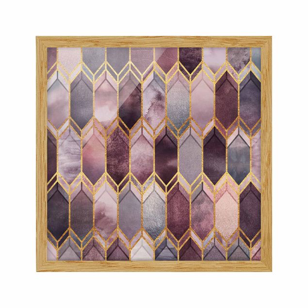 Wanddeko Esszimmer Glasmalerei geometrisch Rosé Gold