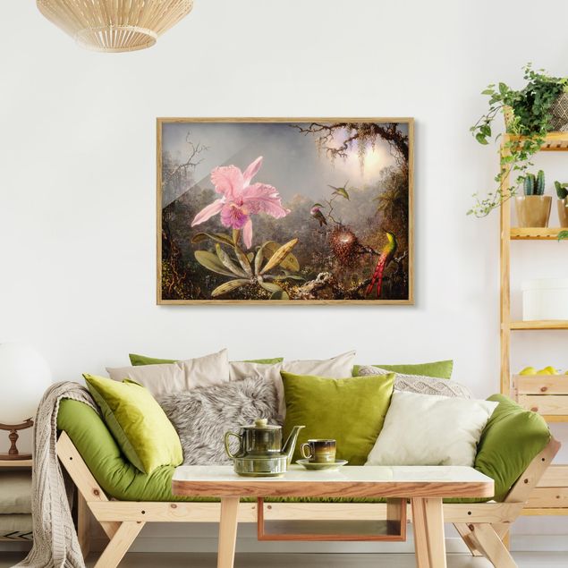 Wanddeko Schlafzimmer Martin Johnson Heade - Orchidee und drei Kolibris