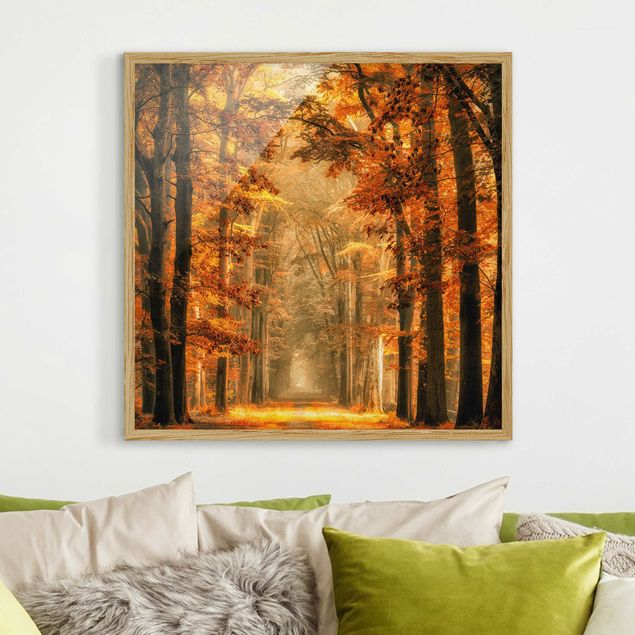 Wanddeko Wohnzimmer Märchenwald im Herbst