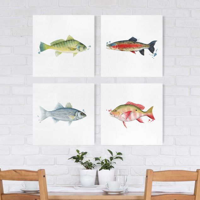 Küche Dekoration Farbfang - Fische Set I
