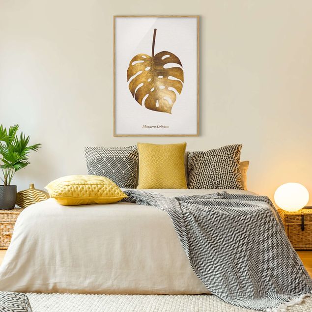 Wanddeko Schlafzimmer Gold - Monstera