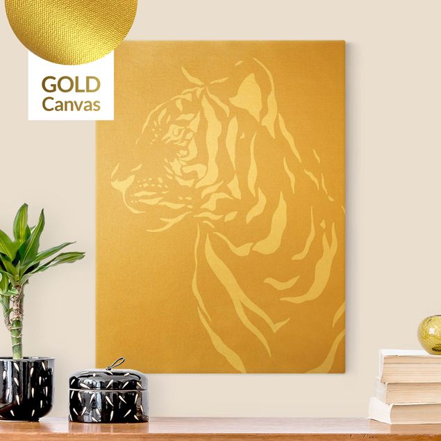 Wanddeko Büro Safari Tiere - Portrait Tiger Beige