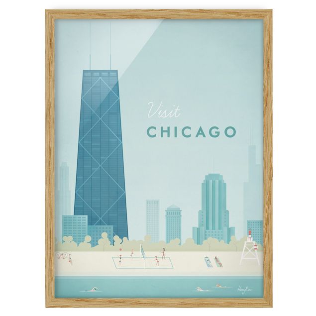 Wanddeko Schlafzimmer Reiseposter - Chicago