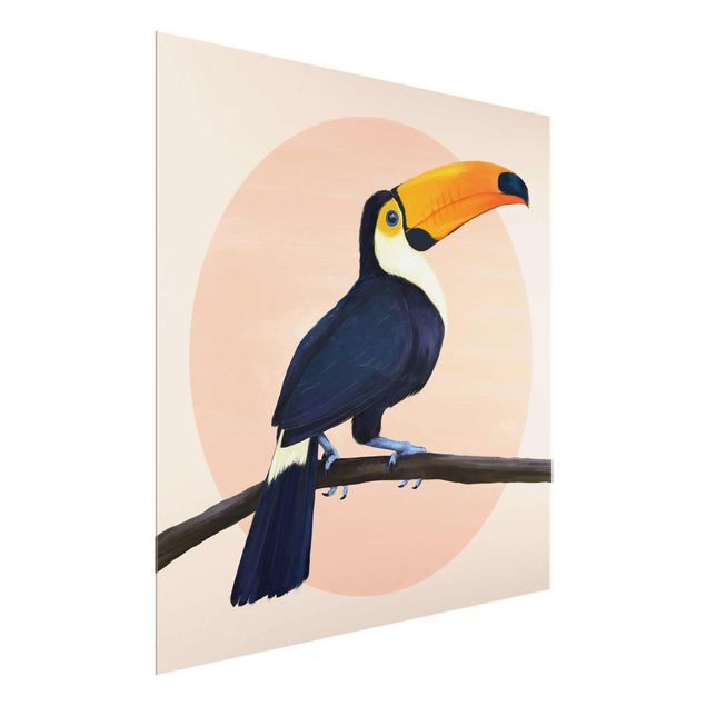 Wanddeko Esszimmer Illustration Vogel Tukan Malerei Pastell