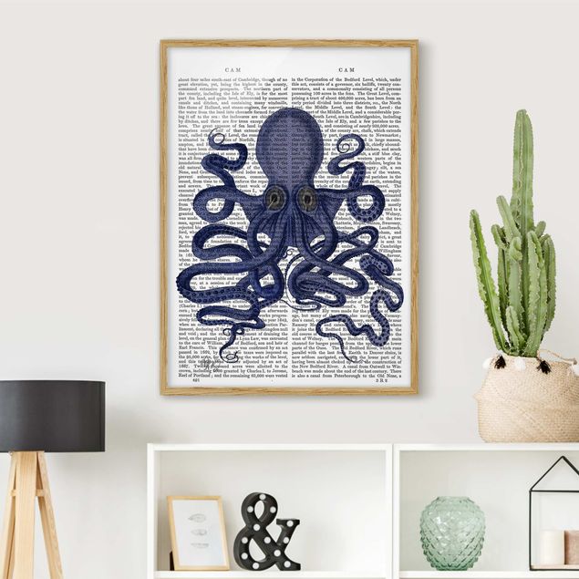 Wanddeko blau Tierlektüre - Oktopus