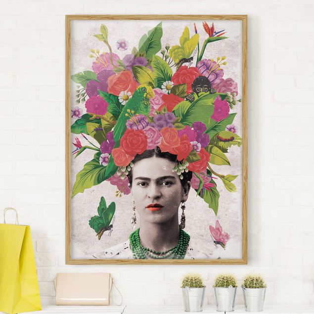 Wanddeko Wohnzimmer Frida Kahlo - Blumenportrait