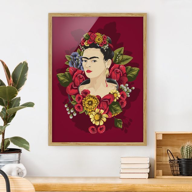 Wanddeko Wohnzimmer Frida Kahlo - Rosen