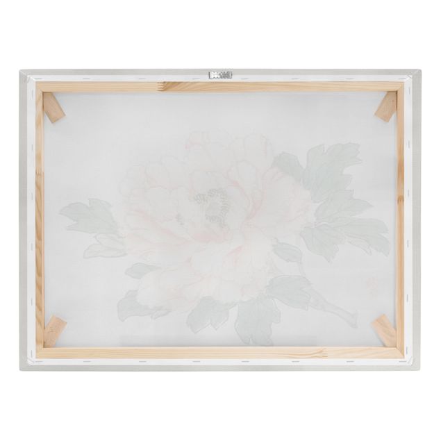 Wanddeko Büro Asiatische Vintage Zeichnung Rosa Chrysantheme