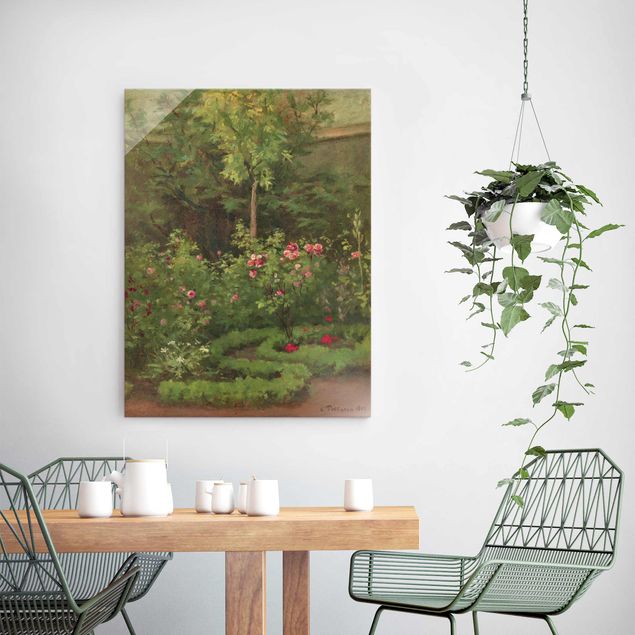Glasbilder Rose Camille Pissarro - Ein Rosengarten