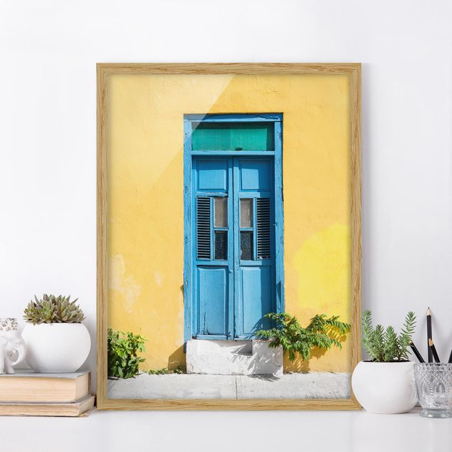 Deko Architektur Bunte Wand blaue Tür