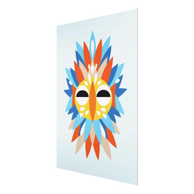 Wanddeko Jugendzimmer Collage Ethno Maske - Papagei