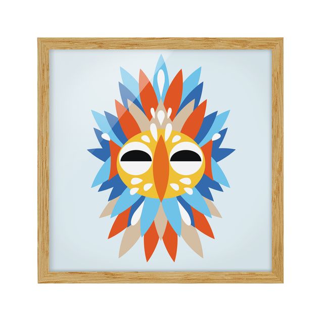 Wanddeko Mädchenzimmer Collage Ethno Maske - Papagei