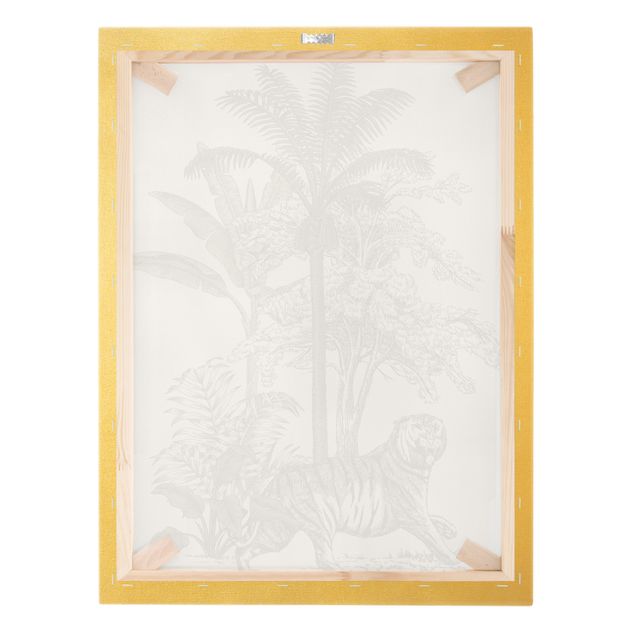 Deko Pflanzen Vintage Illustration - Stolzer Tiger