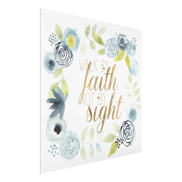 Wanddeko Esszimmer Blumenkranz mit Spruch - Faith