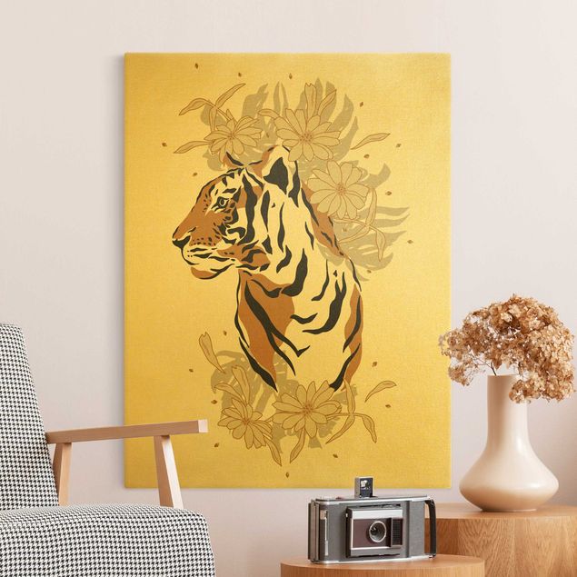 Tiger Bild Leinwand Safari Tiere - Portrait Tiger