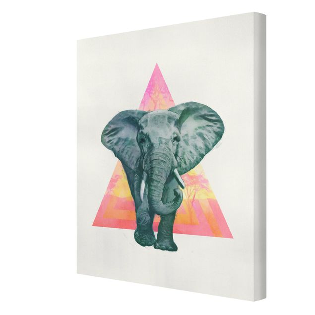 Wanddeko Schlafzimmer Illustration Elefant vor Dreieck Malerei