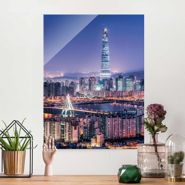 Wandbilder Asien Lotte World Tower bei Nacht