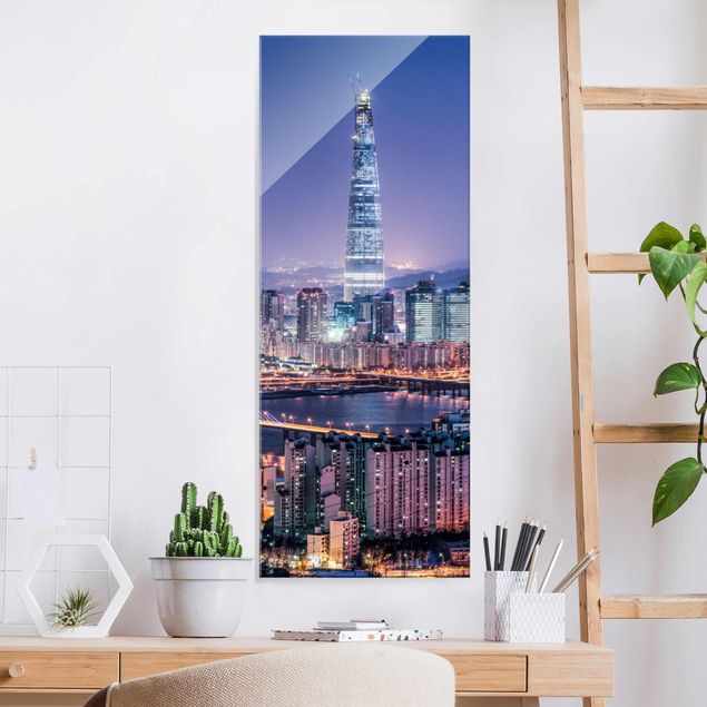 Wandbilder Asien Lotte World Tower bei Nacht
