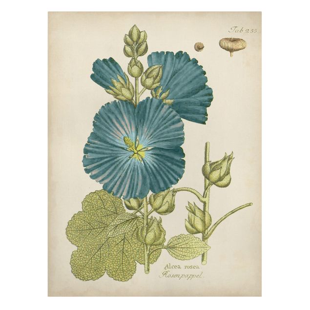 Deko Blume Vintage Botanik in Blau Rosenpappel