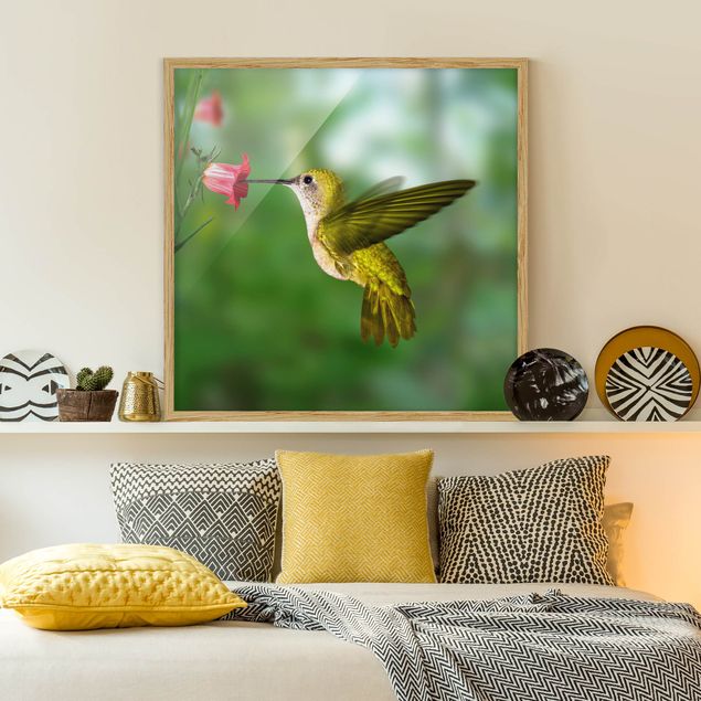 Wanddeko Schlafzimmer Kolibri und Blüte