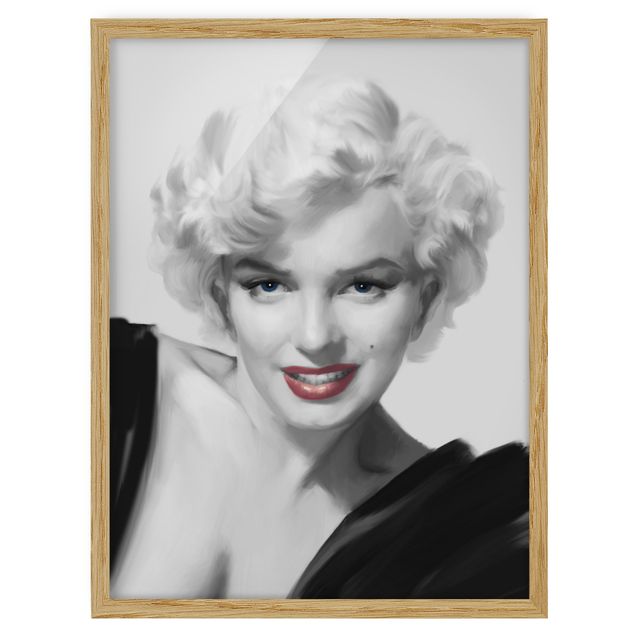 Wanddeko grau Marilyn auf Sofa