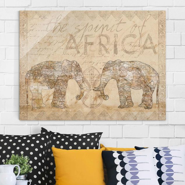 Wandbilder Elefanten Vintage Collage - Spirit of Africa