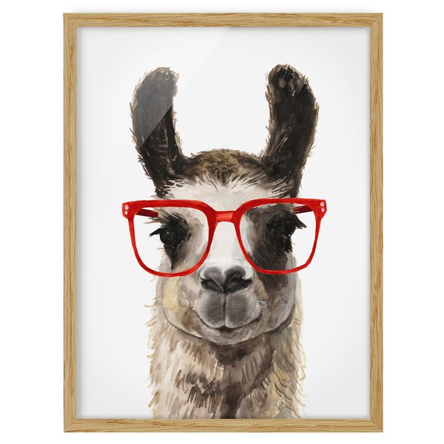 Wanddeko Flur Hippes Lama mit Brille II