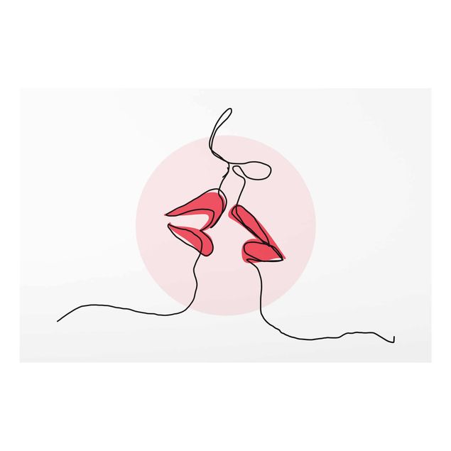Wanddeko Büro Lippen Kuss Line Art