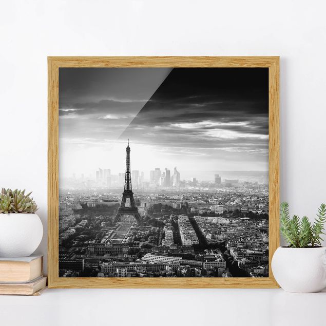Deko Architektur Der Eiffelturm von Oben schwarz-weiß