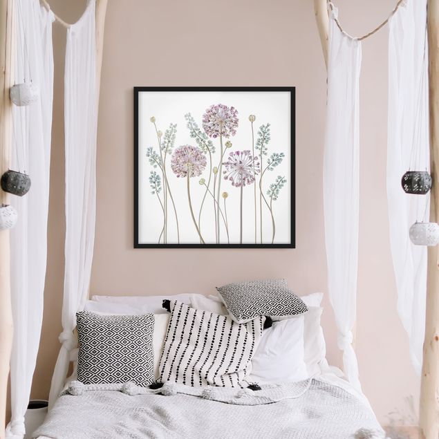 Wanddeko Schlafzimmer Allium Illustration
