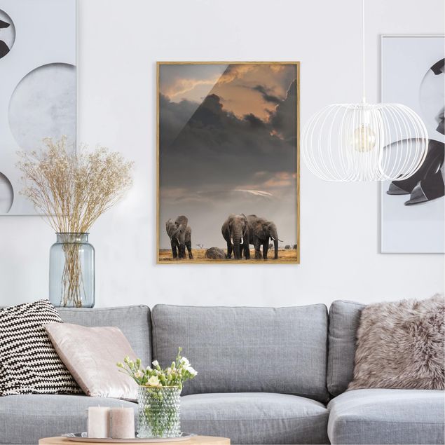 Wanddeko Schlafzimmer Elefanten der Savanne