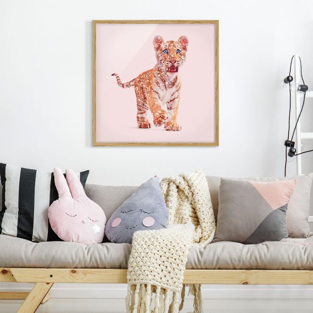 Wanddeko Schlafzimmer Tiger mit Glitzer