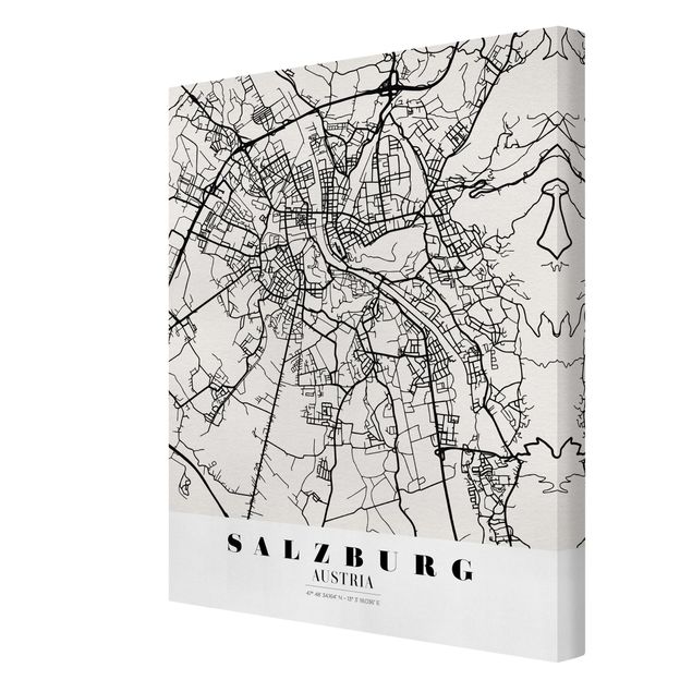 Wanddeko Jugendzimmer Stadtplan Salzburg - Klassik