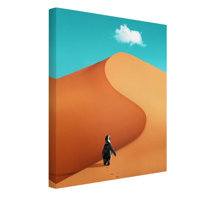 Wanddeko Esszimmer Wüste mit Pinguin